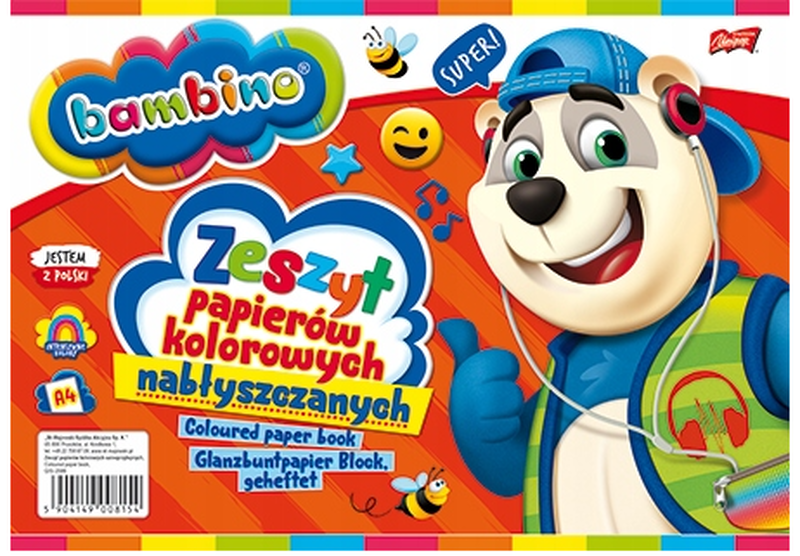Zeszyt BAMBINO A4/10k papierów kolorowych nabłyszczanych