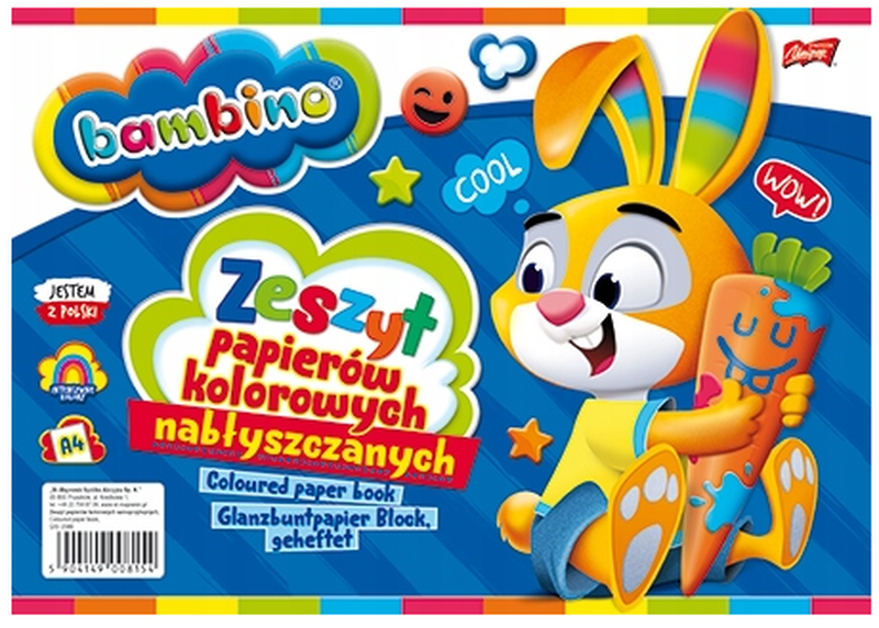 Zeszyt BAMBINO A4/10k papierów kolorowych nabłyszczanych