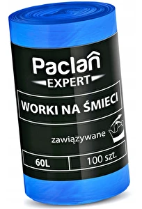 Worki na śmieci wiązane 60L 100szt Paclan Expert