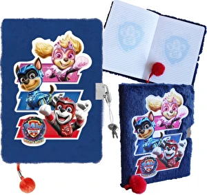 Pamiętnik pluszowy włochacz z pomponem A5 96k Psi Patrol granatowy