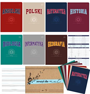 Zeszyty tematyczne ze ściągą A5 60 kartek Interdruk komplet 8szt klasa 4-6