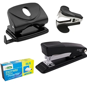 Zestaw przyborów biurowych d.rect zszywacz dziurkacz rozszywasz zszywki