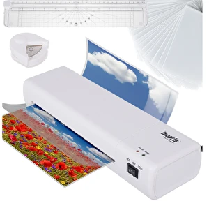 Laminator A4 IZOXIS 4w1 zestaw zgrzewarka trymer zaokrąglacz + 60 folii