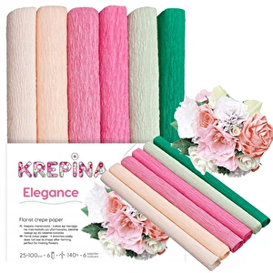 Krepina marszczona 6 rolek 25x100cm MIXE Elegance