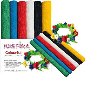 Krepina Marszczona 25x100cm DIY Kwiaty Mix Colorful 6 Kolorów Happy Color