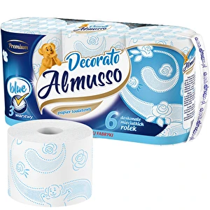 Papier toaletowy 3 warstwowy Premium Almusso Decorato biały 6 rolek